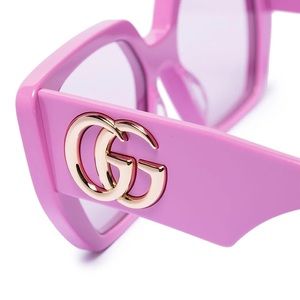 Pink GUCCI Sunglasses Large Oversized with Gold GG
